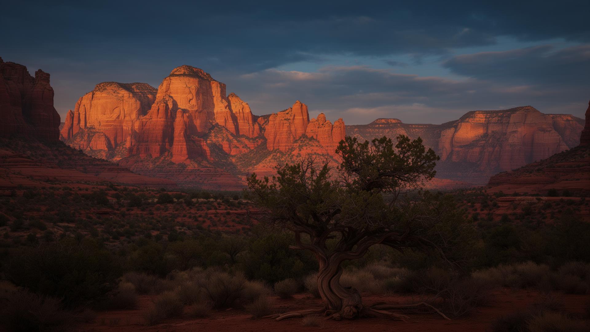 Sedona red rock landscape at golden hour